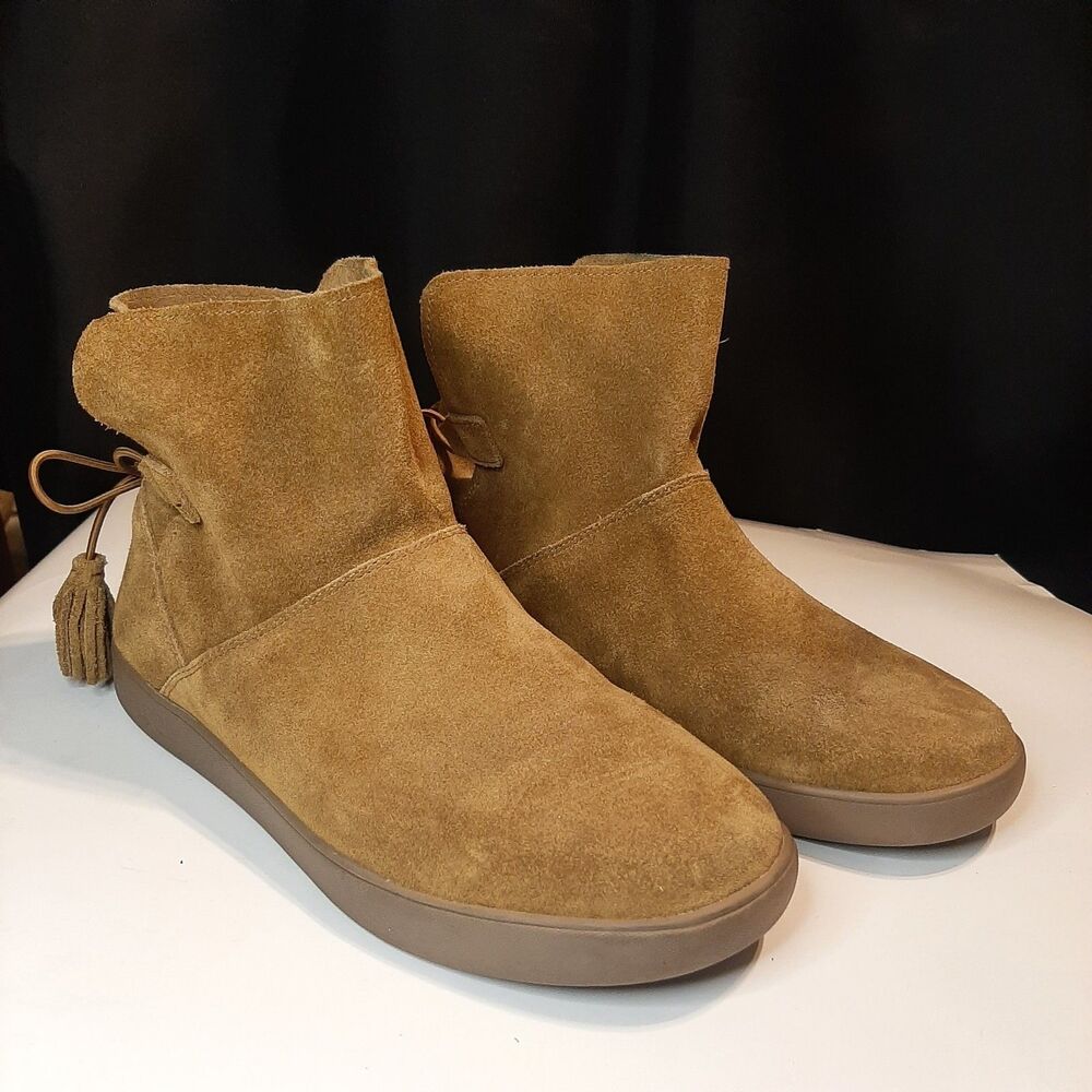 KOOLABURRA BY UGG Skyller Ankle Boots Womens Sz 9 Tan Suede Tassle Unlined Fall